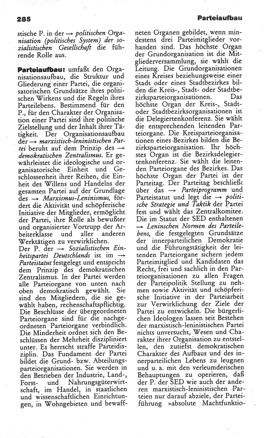 Wörterbuch des wissenschaftlichen Kommunismus [Deutsche Demokratische Republik (DDR)] 1984, Seite 285 (Wb. wiss. Komm. DDR 1984, S. 285)