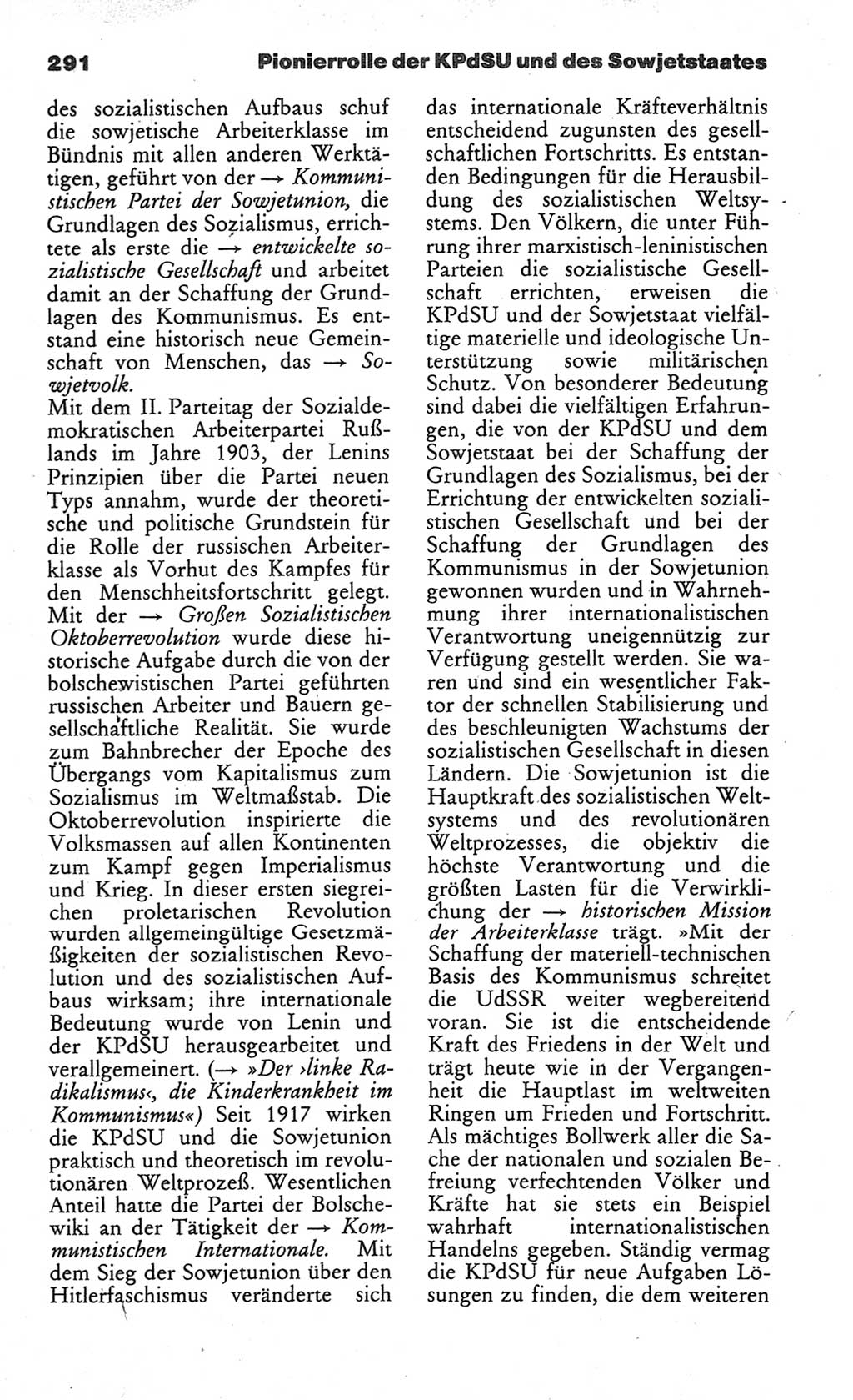 Wörterbuch des wissenschaftlichen Kommunismus [Deutsche Demokratische Republik (DDR)] 1984, Seite 291 (Wb. wiss. Komm. DDR 1984, S. 291)