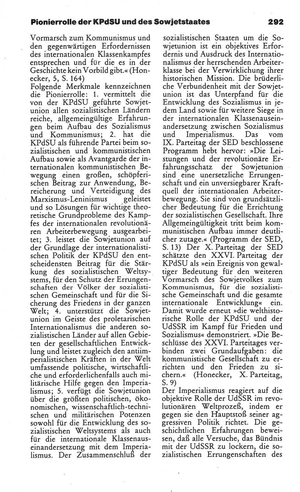 Wörterbuch des wissenschaftlichen Kommunismus [Deutsche Demokratische Republik (DDR)] 1984, Seite 292 (Wb. wiss. Komm. DDR 1984, S. 292)