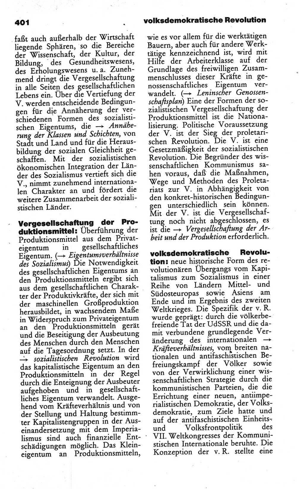 Wörterbuch des wissenschaftlichen Kommunismus [Deutsche Demokratische Republik (DDR)] 1984, Seite 401 (Wb. wiss. Komm. DDR 1984, S. 401)