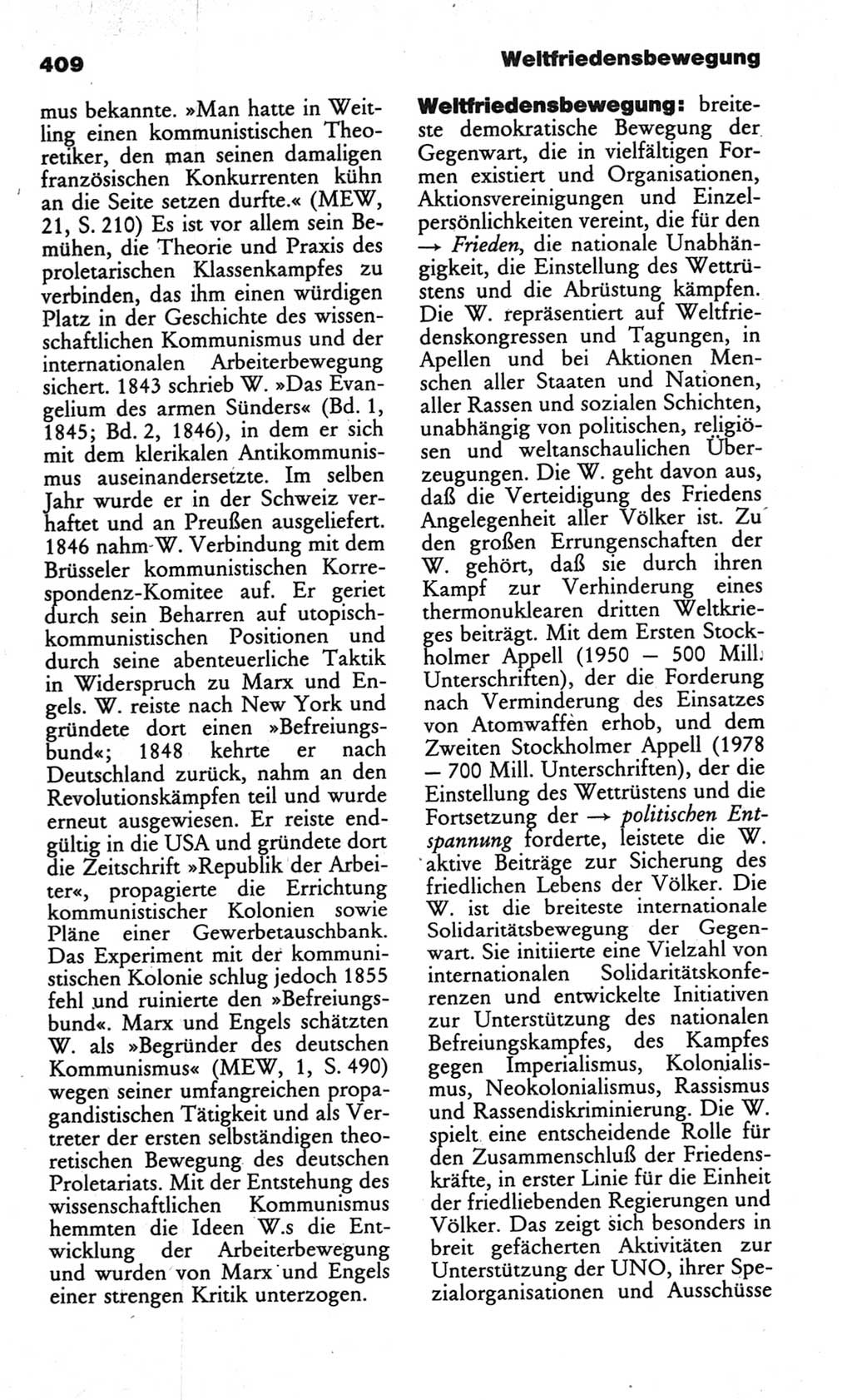 Wörterbuch des wissenschaftlichen Kommunismus [Deutsche Demokratische Republik (DDR)] 1984, Seite 409 (Wb. wiss. Komm. DDR 1984, S. 409)