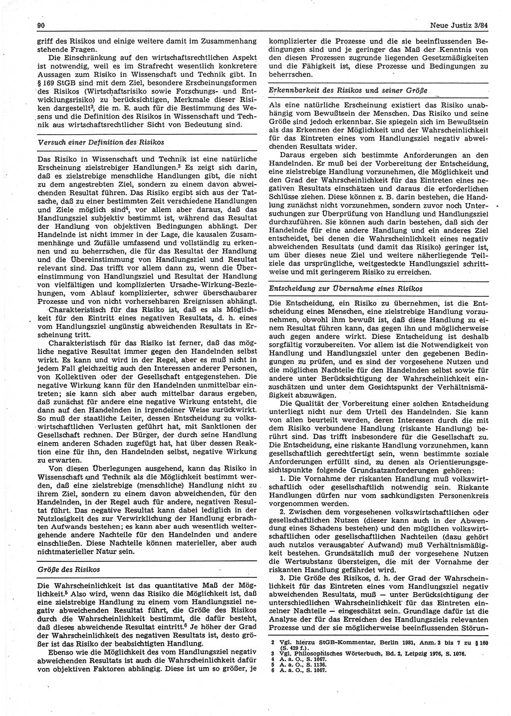 Neue Justiz (NJ), Zeitschrift für sozialistisches Recht und Gesetzlichkeit [Deutsche Demokratische Republik (DDR)], 38. Jahrgang 1984, Seite 90 (NJ DDR 1984, S. 90)