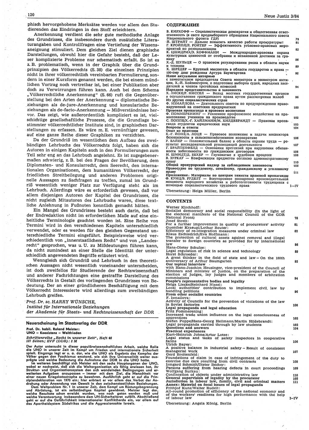 Neue Justiz (NJ), Zeitschrift für sozialistisches Recht und Gesetzlichkeit [Deutsche Demokratische Republik (DDR)], 38. Jahrgang 1984, Seite 120 (NJ DDR 1984, S. 120)