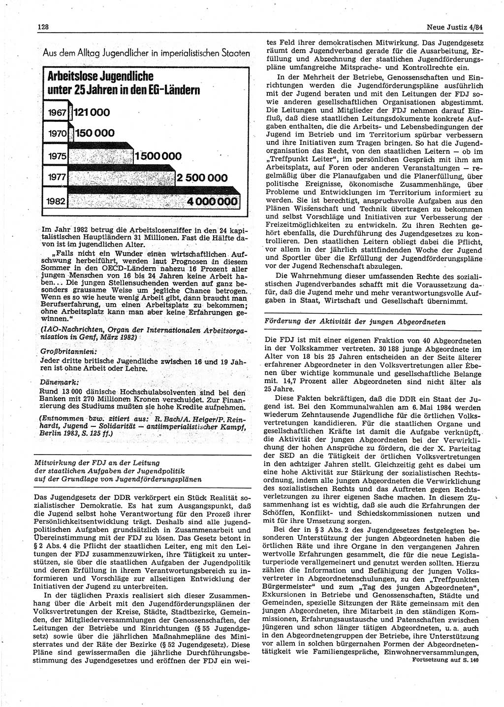 Neue Justiz (NJ), Zeitschrift für sozialistisches Recht und Gesetzlichkeit [Deutsche Demokratische Republik (DDR)], 38. Jahrgang 1984, Seite 128 (NJ DDR 1984, S. 128)
