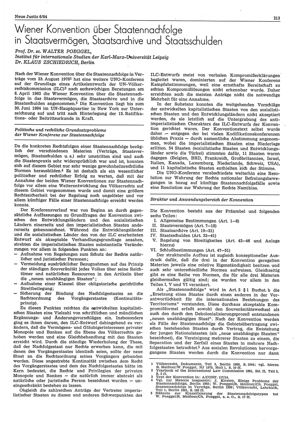 Neue Justiz (NJ), Zeitschrift für sozialistisches Recht und Gesetzlichkeit [Deutsche Demokratische Republik (DDR)], 38. Jahrgang 1984, Seite 213 (NJ DDR 1984, S. 213)