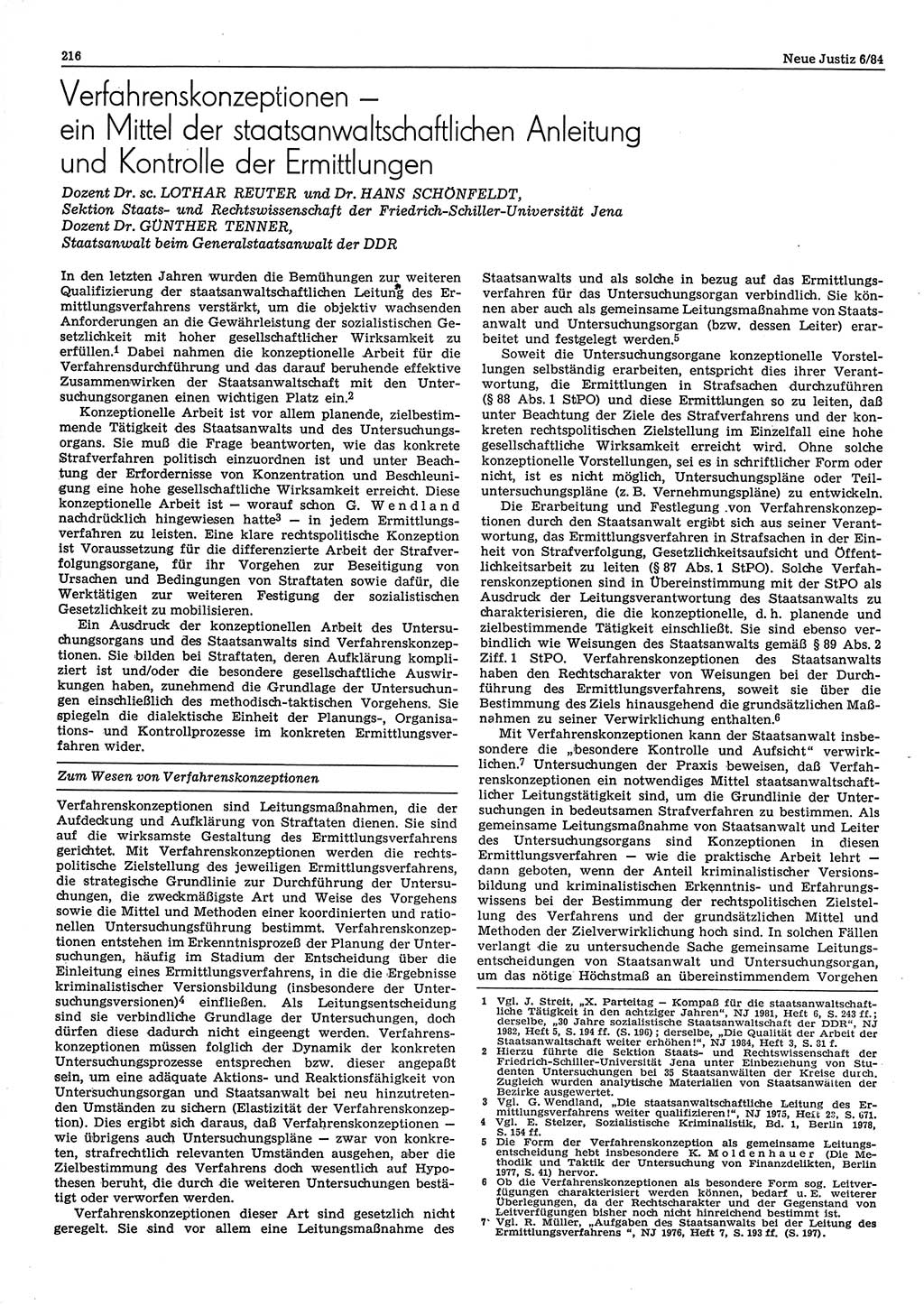 Neue Justiz (NJ), Zeitschrift für sozialistisches Recht und Gesetzlichkeit [Deutsche Demokratische Republik (DDR)], 38. Jahrgang 1984, Seite 216 (NJ DDR 1984, S. 216)