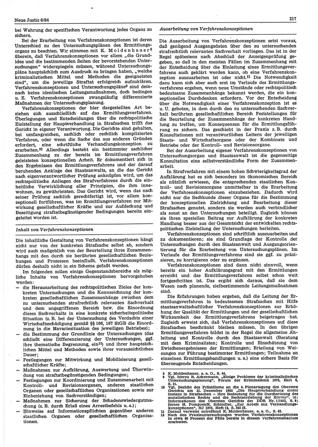 Neue Justiz (NJ), Zeitschrift für sozialistisches Recht und Gesetzlichkeit [Deutsche Demokratische Republik (DDR)], 38. Jahrgang 1984, Seite 217 (NJ DDR 1984, S. 217)