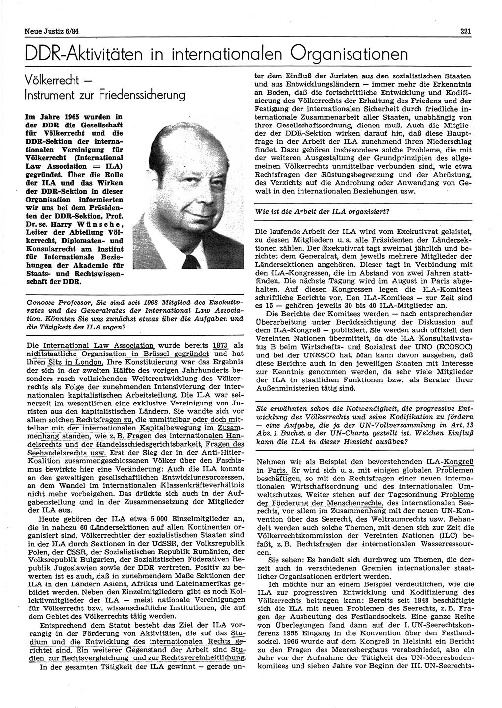 Neue Justiz (NJ), Zeitschrift für sozialistisches Recht und Gesetzlichkeit [Deutsche Demokratische Republik (DDR)], 38. Jahrgang 1984, Seite 221 (NJ DDR 1984, S. 221)