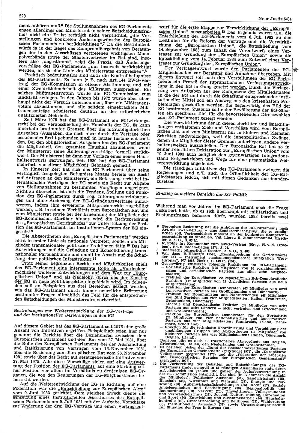 Neue Justiz (NJ), Zeitschrift für sozialistisches Recht und Gesetzlichkeit [Deutsche Demokratische Republik (DDR)], 38. Jahrgang 1984, Seite 228 (NJ DDR 1984, S. 228)