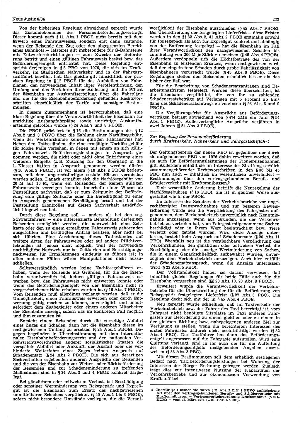 Neue Justiz (NJ), Zeitschrift für sozialistisches Recht und Gesetzlichkeit [Deutsche Demokratische Republik (DDR)], 38. Jahrgang 1984, Seite 233 (NJ DDR 1984, S. 233)