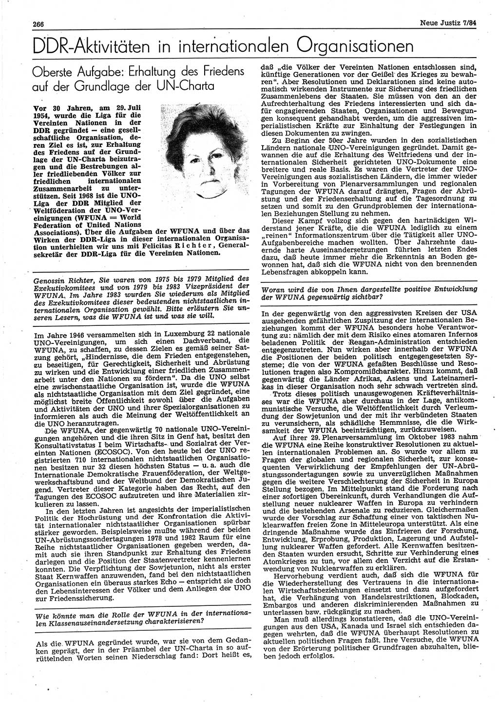 Neue Justiz (NJ), Zeitschrift für sozialistisches Recht und Gesetzlichkeit [Deutsche Demokratische Republik (DDR)], 38. Jahrgang 1984, Seite 266 (NJ DDR 1984, S. 266)