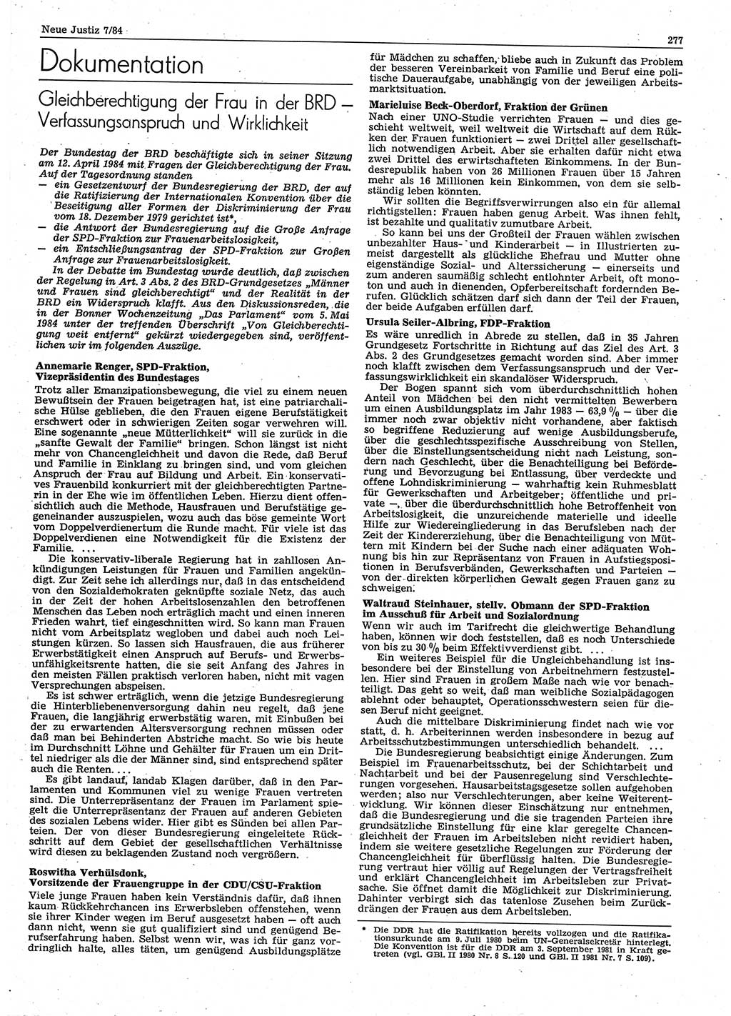Neue Justiz (NJ), Zeitschrift für sozialistisches Recht und Gesetzlichkeit [Deutsche Demokratische Republik (DDR)], 38. Jahrgang 1984, Seite 277 (NJ DDR 1984, S. 277)