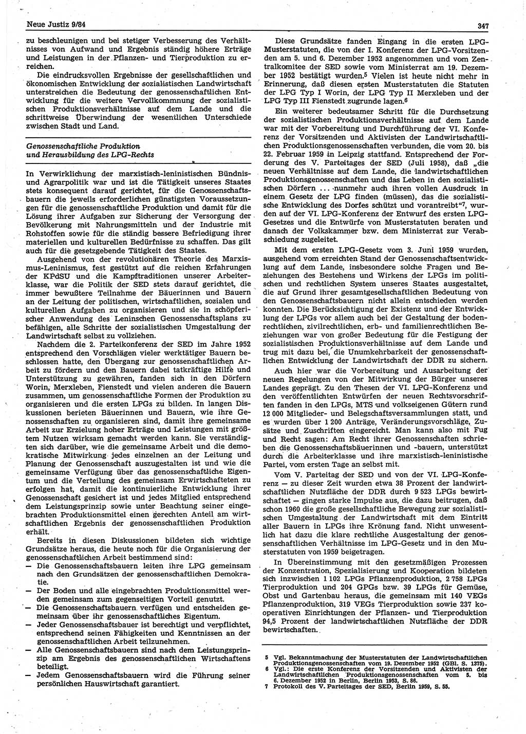 Neue Justiz (NJ), Zeitschrift für sozialistisches Recht und Gesetzlichkeit [Deutsche Demokratische Republik (DDR)], 38. Jahrgang 1984, Seite 347 (NJ DDR 1984, S. 347)