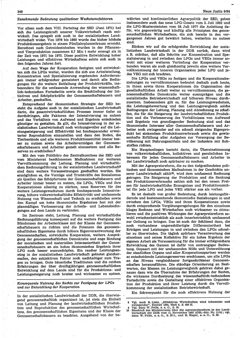 Neue Justiz (NJ), Zeitschrift für sozialistisches Recht und Gesetzlichkeit [Deutsche Demokratische Republik (DDR)], 38. Jahrgang 1984, Seite 348 (NJ DDR 1984, S. 348)