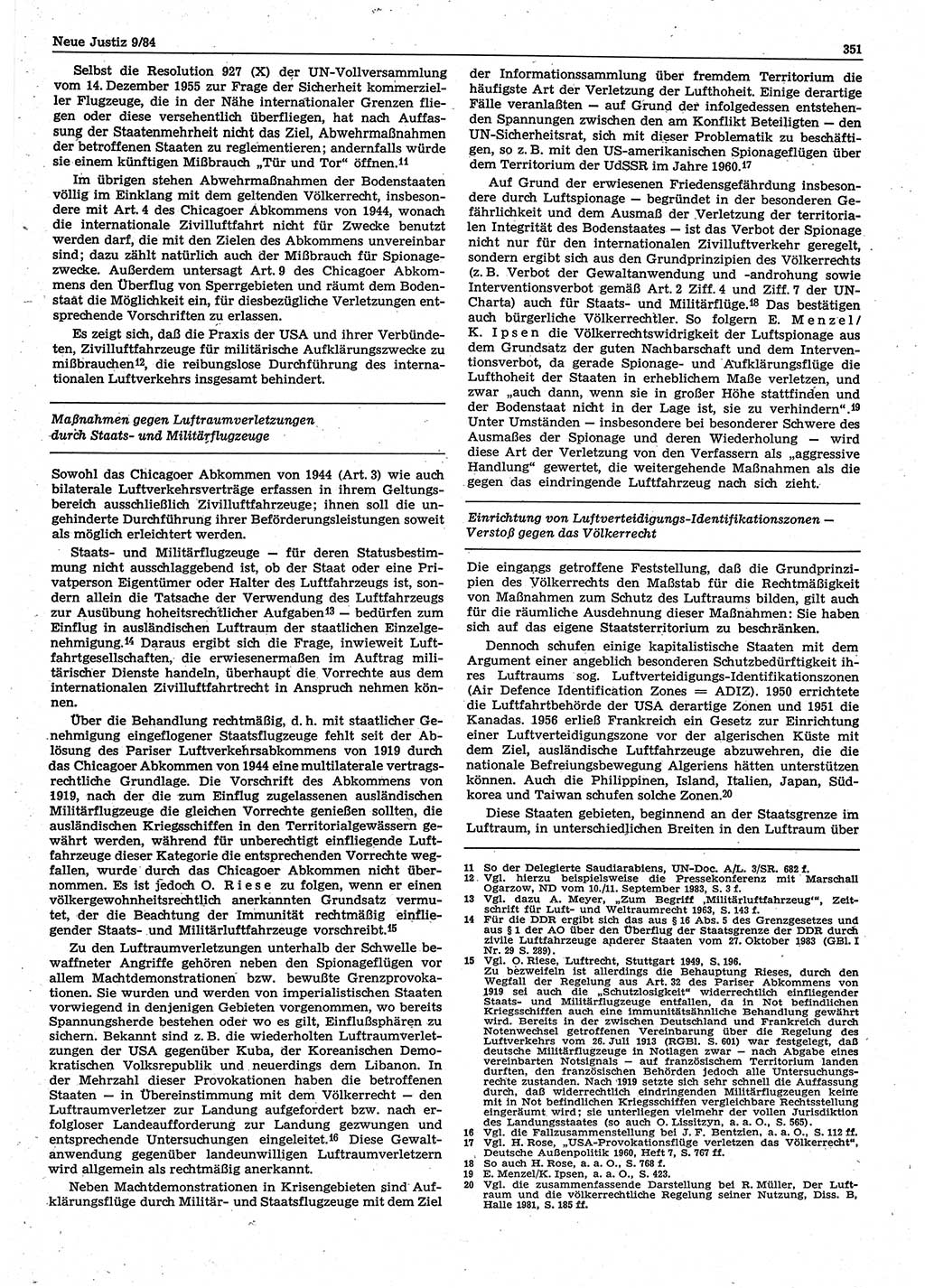 Neue Justiz (NJ), Zeitschrift für sozialistisches Recht und Gesetzlichkeit [Deutsche Demokratische Republik (DDR)], 38. Jahrgang 1984, Seite 351 (NJ DDR 1984, S. 351)