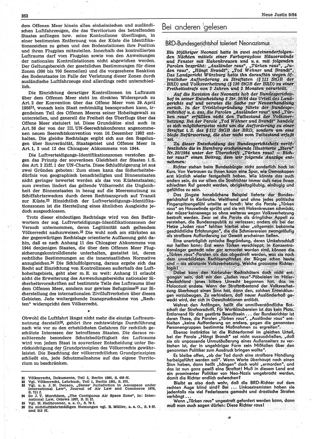 Neue Justiz (NJ), Zeitschrift für sozialistisches Recht und Gesetzlichkeit [Deutsche Demokratische Republik (DDR)], 38. Jahrgang 1984, Seite 352 (NJ DDR 1984, S. 352)