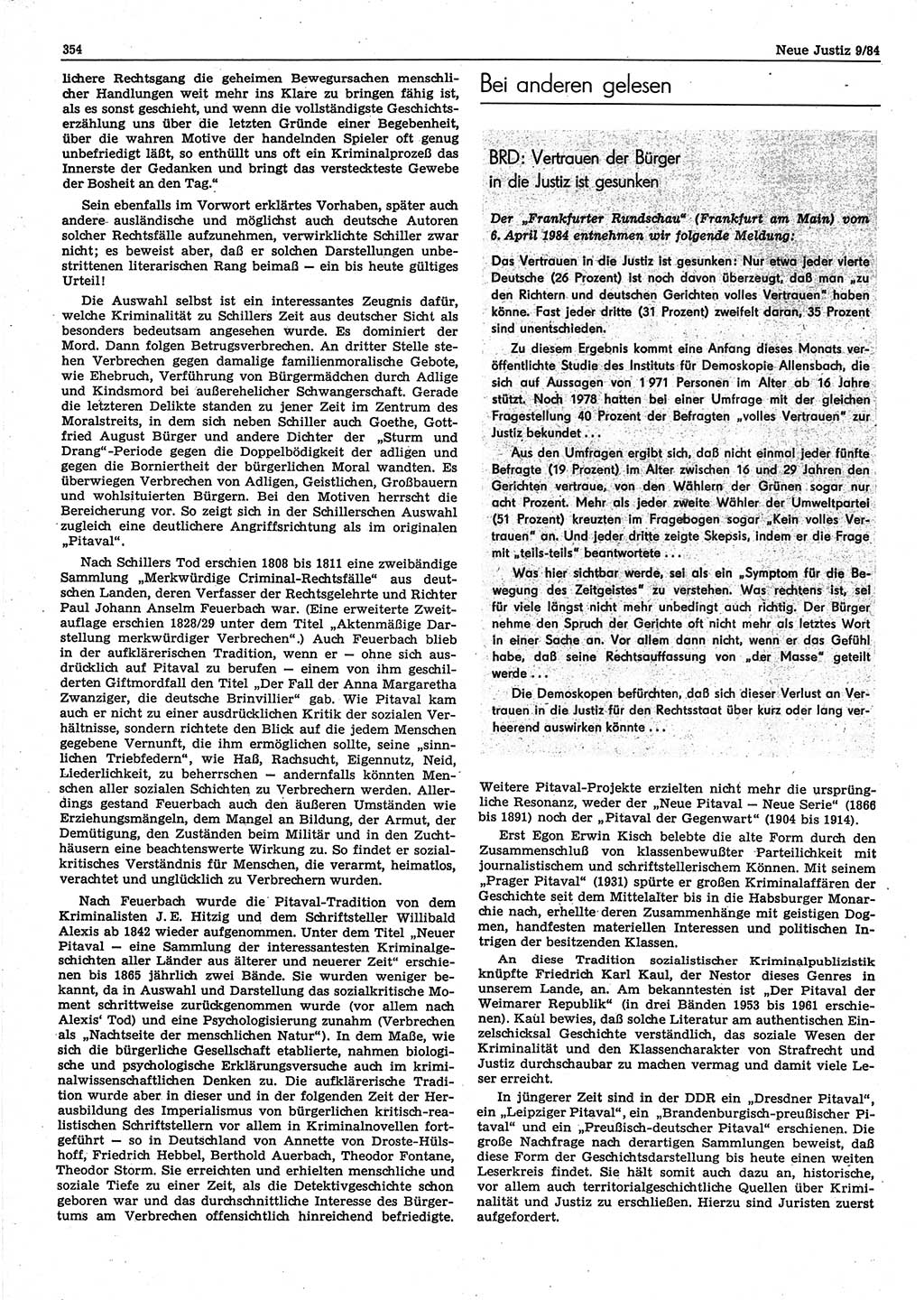 Neue Justiz (NJ), Zeitschrift für sozialistisches Recht und Gesetzlichkeit [Deutsche Demokratische Republik (DDR)], 38. Jahrgang 1984, Seite 354 (NJ DDR 1984, S. 354)
