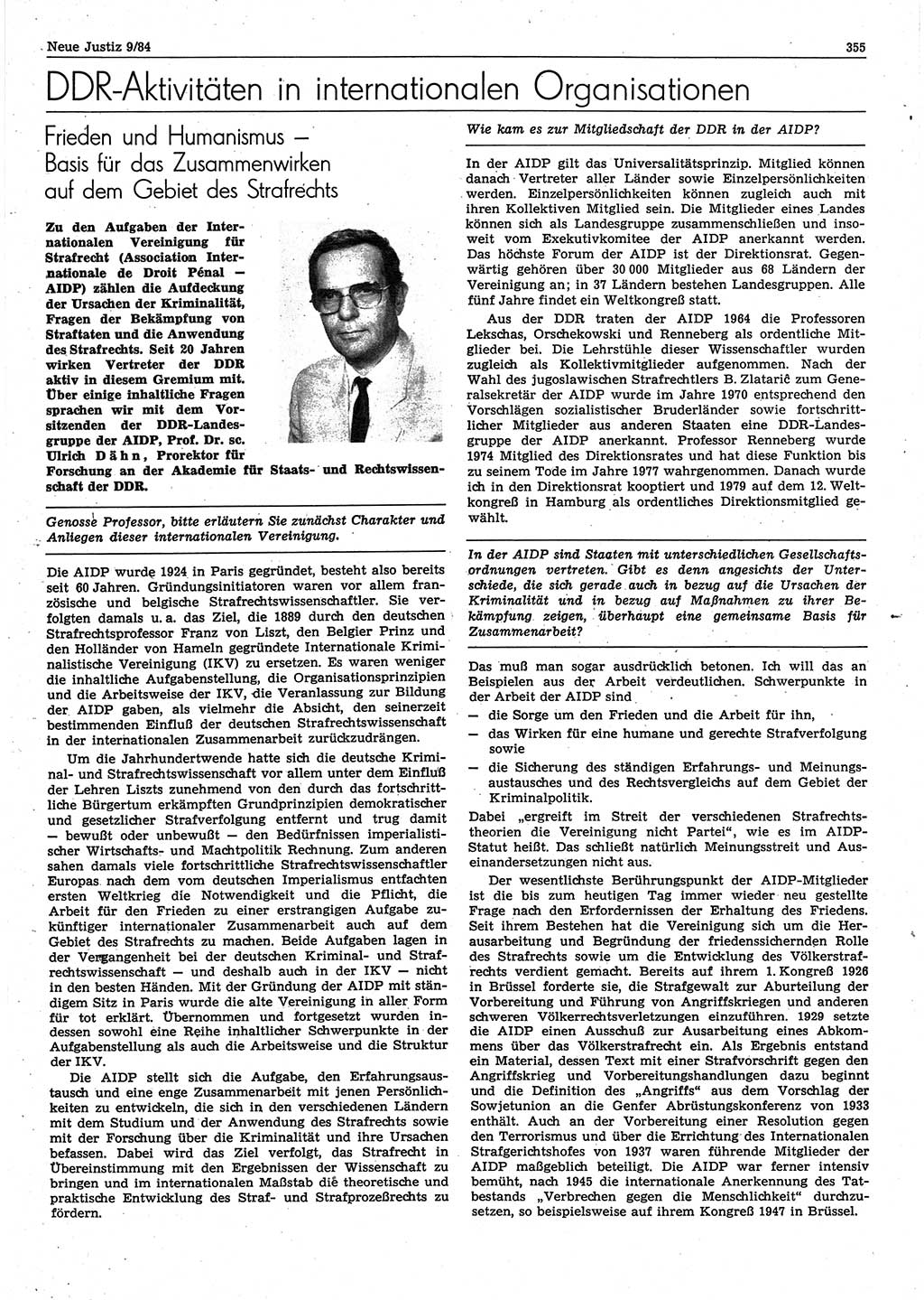 Neue Justiz (NJ), Zeitschrift für sozialistisches Recht und Gesetzlichkeit [Deutsche Demokratische Republik (DDR)], 38. Jahrgang 1984, Seite 355 (NJ DDR 1984, S. 355)