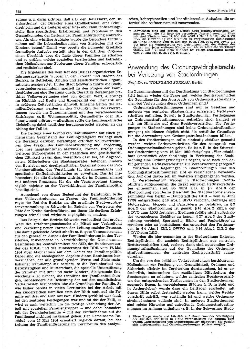 Neue Justiz (NJ), Zeitschrift für sozialistisches Recht und Gesetzlichkeit [Deutsche Demokratische Republik (DDR)], 38. Jahrgang 1984, Seite 358 (NJ DDR 1984, S. 358)