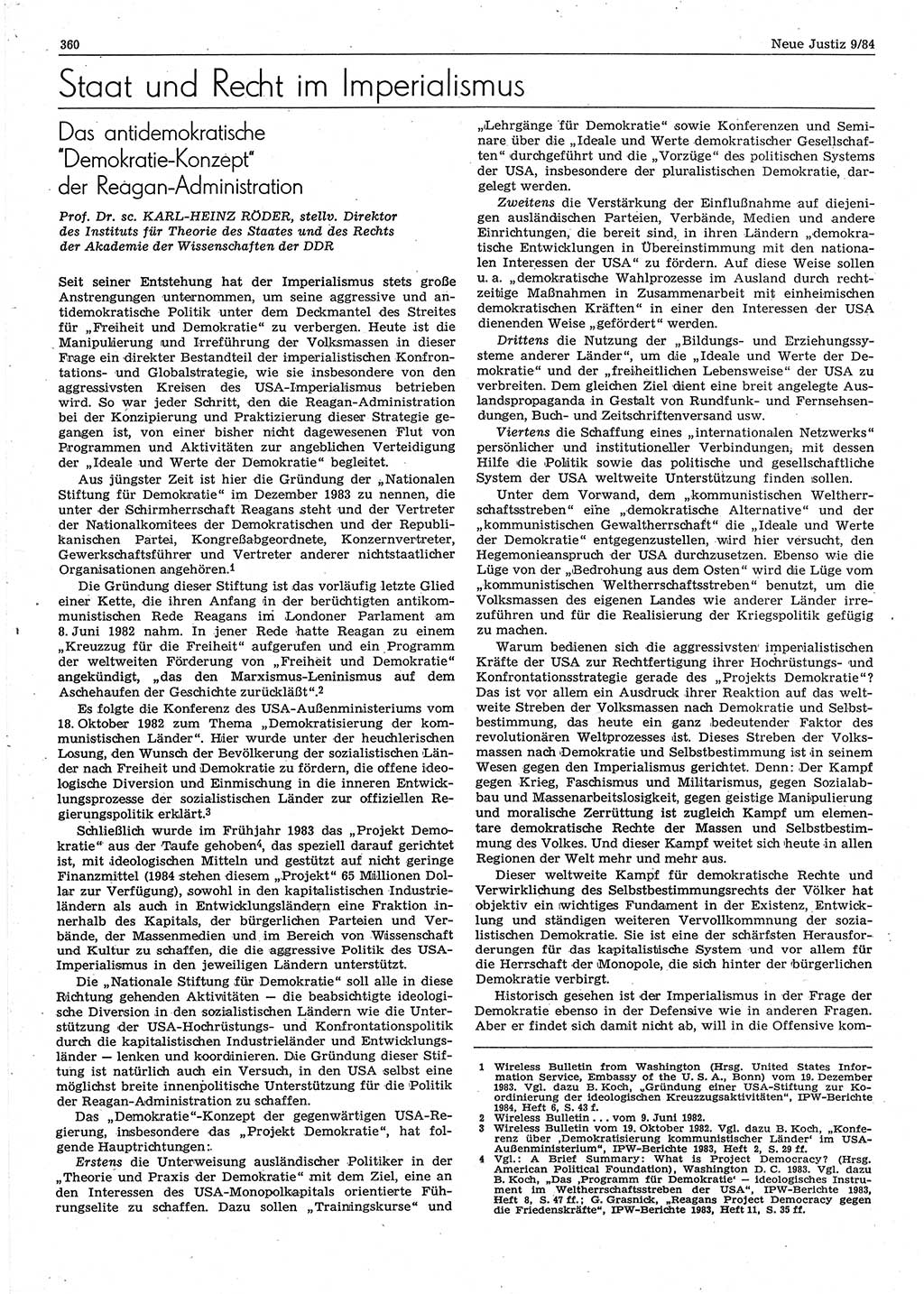 Neue Justiz (NJ), Zeitschrift für sozialistisches Recht und Gesetzlichkeit [Deutsche Demokratische Republik (DDR)], 38. Jahrgang 1984, Seite 360 (NJ DDR 1984, S. 360)