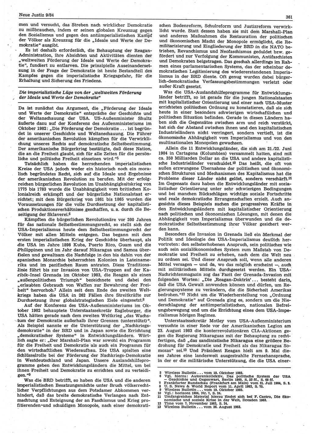 Neue Justiz (NJ), Zeitschrift für sozialistisches Recht und Gesetzlichkeit [Deutsche Demokratische Republik (DDR)], 38. Jahrgang 1984, Seite 361 (NJ DDR 1984, S. 361)