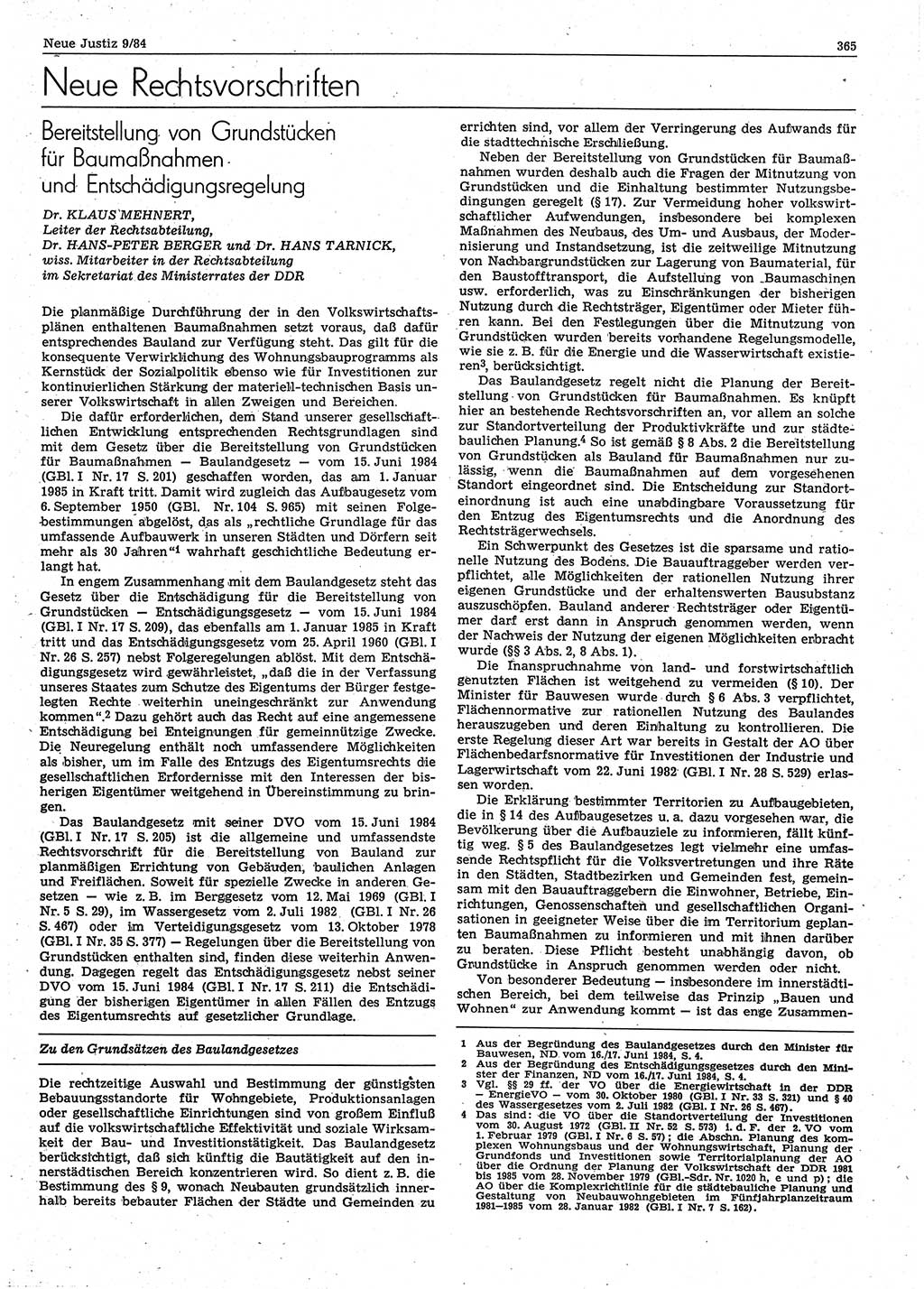 Neue Justiz (NJ), Zeitschrift für sozialistisches Recht und Gesetzlichkeit [Deutsche Demokratische Republik (DDR)], 38. Jahrgang 1984, Seite 365 (NJ DDR 1984, S. 365)