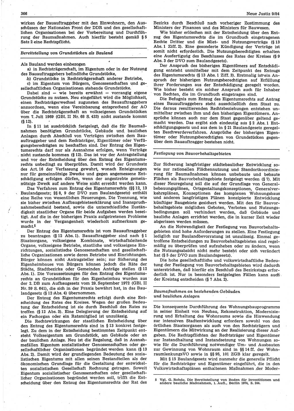 Neue Justiz (NJ), Zeitschrift für sozialistisches Recht und Gesetzlichkeit [Deutsche Demokratische Republik (DDR)], 38. Jahrgang 1984, Seite 366 (NJ DDR 1984, S. 366)