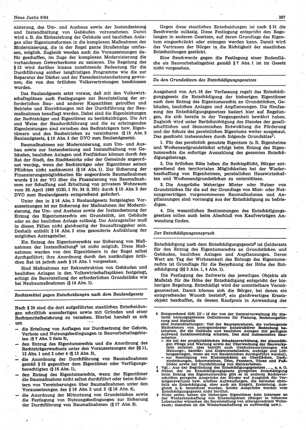 Neue Justiz (NJ), Zeitschrift für sozialistisches Recht und Gesetzlichkeit [Deutsche Demokratische Republik (DDR)], 38. Jahrgang 1984, Seite 367 (NJ DDR 1984, S. 367)