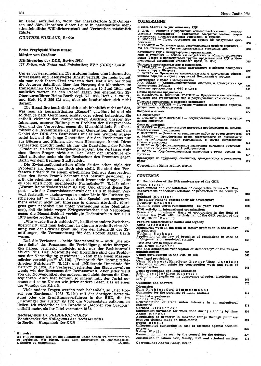 Neue Justiz (NJ), Zeitschrift für sozialistisches Recht und Gesetzlichkeit [Deutsche Demokratische Republik (DDR)], 38. Jahrgang 1984, Seite 384 (NJ DDR 1984, S. 384)