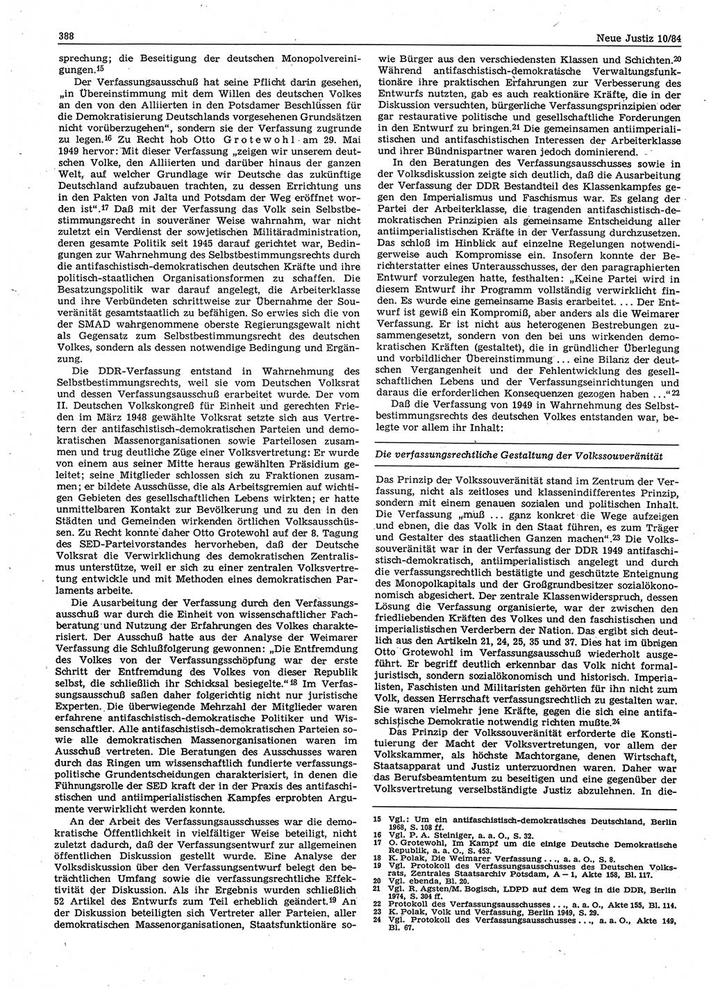 Neue Justiz (NJ), Zeitschrift für sozialistisches Recht und Gesetzlichkeit [Deutsche Demokratische Republik (DDR)], 38. Jahrgang 1984, Seite 388 (NJ DDR 1984, S. 388)