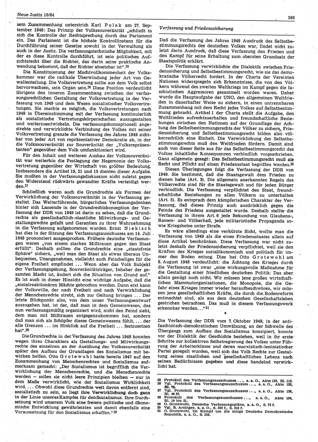 Neue Justiz (NJ), Zeitschrift für sozialistisches Recht und Gesetzlichkeit [Deutsche Demokratische Republik (DDR)], 38. Jahrgang 1984, Seite 389 (NJ DDR 1984, S. 389)