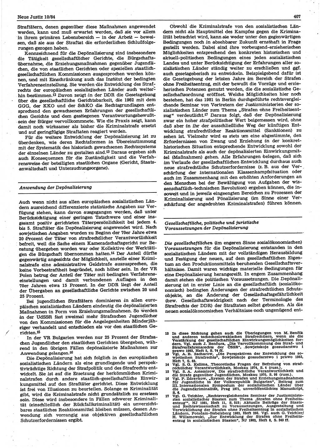 Neue Justiz (NJ), Zeitschrift für sozialistisches Recht und Gesetzlichkeit [Deutsche Demokratische Republik (DDR)], 38. Jahrgang 1984, Seite 407 (NJ DDR 1984, S. 407)
