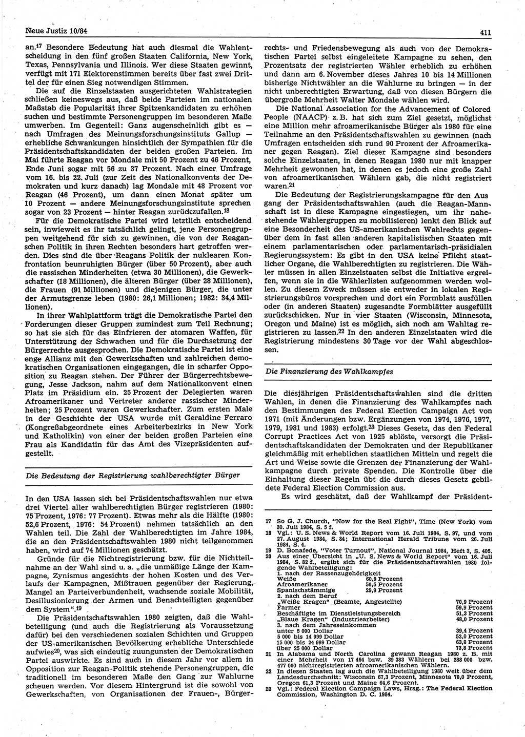 Neue Justiz (NJ), Zeitschrift für sozialistisches Recht und Gesetzlichkeit [Deutsche Demokratische Republik (DDR)], 38. Jahrgang 1984, Seite 411 (NJ DDR 1984, S. 411)