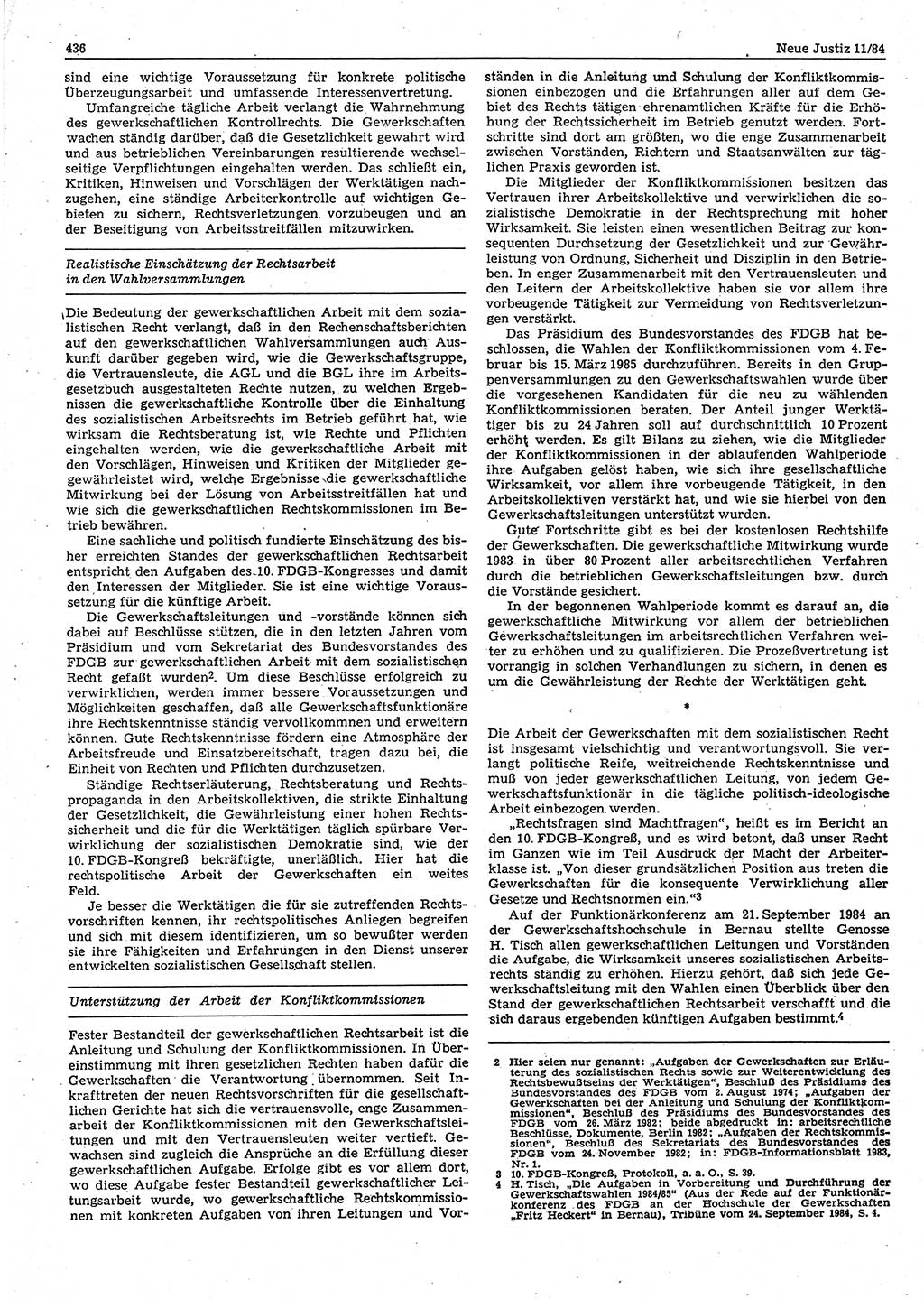 Neue Justiz (NJ), Zeitschrift für sozialistisches Recht und Gesetzlichkeit [Deutsche Demokratische Republik (DDR)], 38. Jahrgang 1984, Seite 436 (NJ DDR 1984, S. 436)