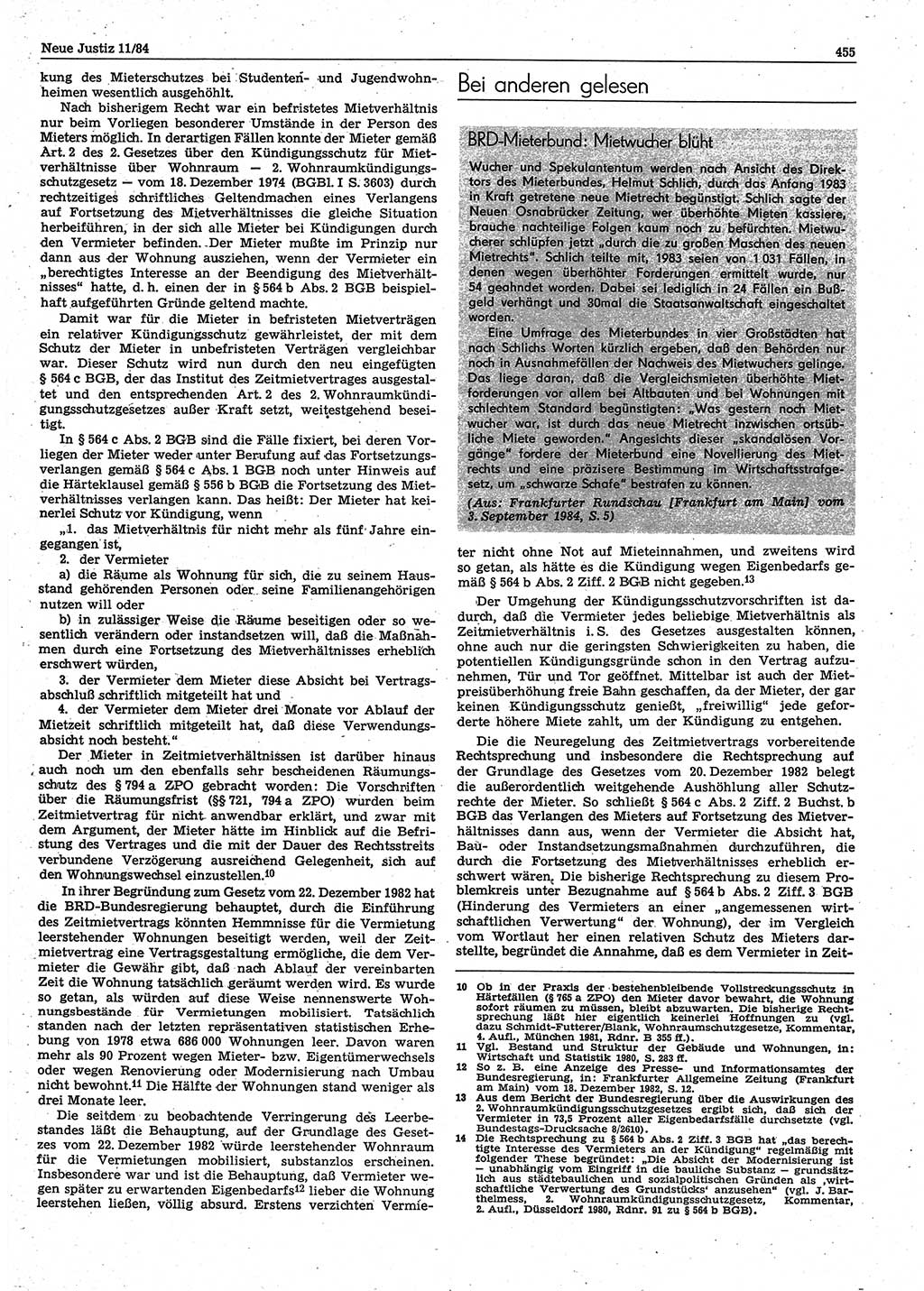 Neue Justiz (NJ), Zeitschrift für sozialistisches Recht und Gesetzlichkeit [Deutsche Demokratische Republik (DDR)], 38. Jahrgang 1984, Seite 455 (NJ DDR 1984, S. 455)