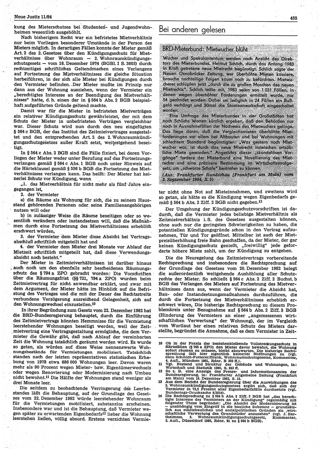 Neue Justiz (NJ), Zeitschrift für sozialistisches Recht und Gesetzlichkeit [Deutsche Demokratische Republik (DDR)], 38. Jahrgang 1984, Seite 455 (NJ DDR 1984, S. 455)