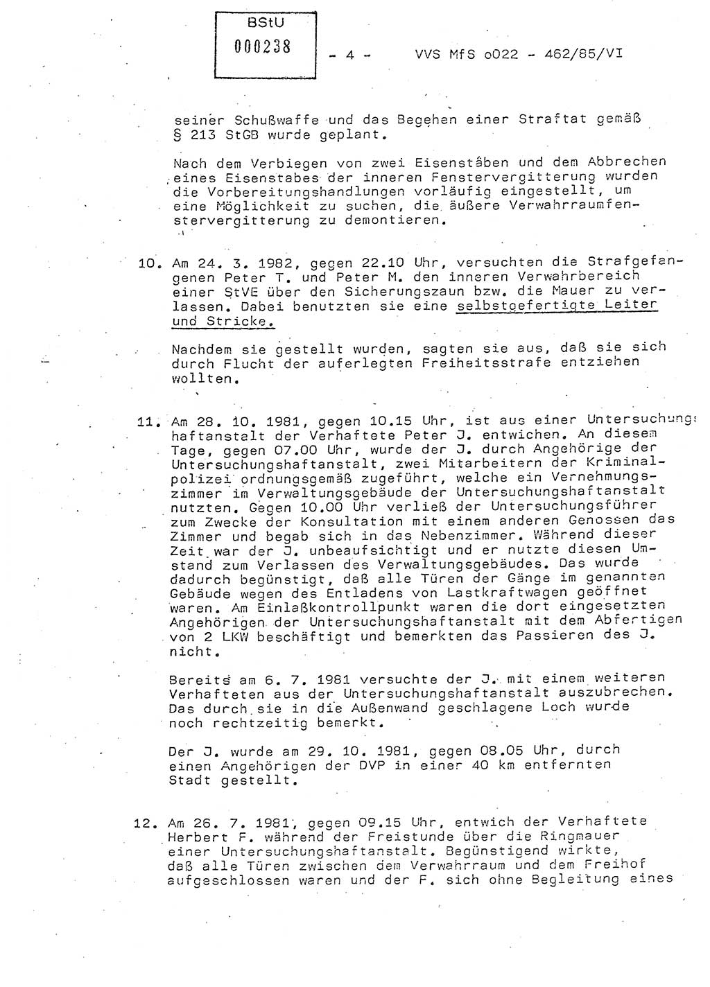 Der Untersuchungshaftvollzug im MfS, Anlage zum Schulungsmaterial Teil Ⅵ, Ministerium für Staatssicherheit [Deutsche Demokratische Republik (DDR)], Abteilung (Abt.) ⅩⅣ, Vertrauliche Verschlußsache (VVS) o022-462/85/Ⅵ, Berlin 1985, Seite 4 (Anl. Sch.-Mat. Ⅵ MfS DDR Abt. ⅩⅣ VVS o022-462/85/Ⅵ 1985, S. 4)