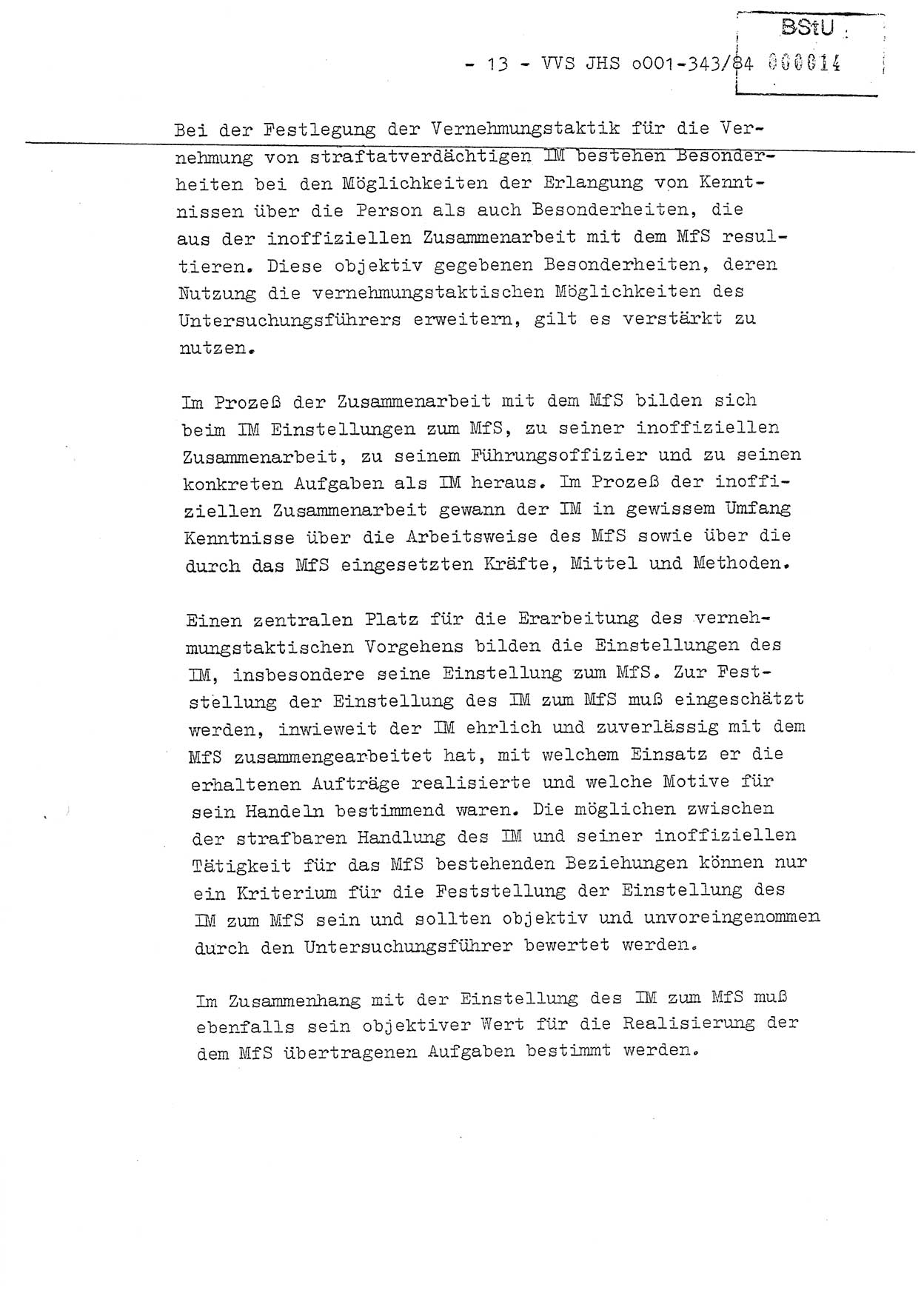Diplomarbeit, Oberleutnant Bernd Michael (HA Ⅸ/5), Oberleutnant Peter Felber (HA IX/5), Ministerium für Staatssicherheit (MfS) [Deutsche Demokratische Republik (DDR)], Juristische Hochschule (JHS), Vertrauliche Verschlußsache (VVS) o001-343/84, Potsdam 1985, Seite 13 (Dipl.-Arb. MfS DDR JHS VVS o001-343/84 1985, S. 13)