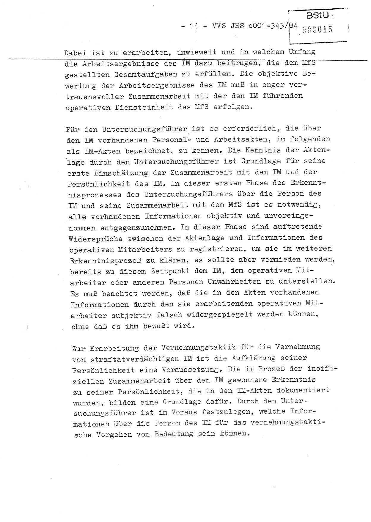 Diplomarbeit, Oberleutnant Bernd Michael (HA Ⅸ/5), Oberleutnant Peter Felber (HA IX/5), Ministerium für Staatssicherheit (MfS) [Deutsche Demokratische Republik (DDR)], Juristische Hochschule (JHS), Vertrauliche Verschlußsache (VVS) o001-343/84, Potsdam 1985, Seite 14 (Dipl.-Arb. MfS DDR JHS VVS o001-343/84 1985, S. 14)