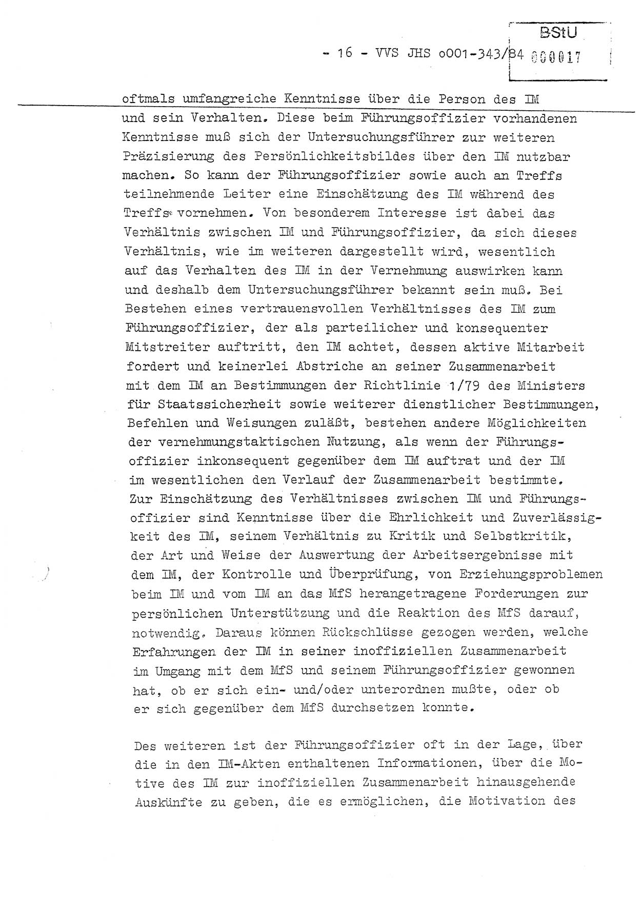 Diplomarbeit, Oberleutnant Bernd Michael (HA Ⅸ/5), Oberleutnant Peter Felber (HA IX/5), Ministerium für Staatssicherheit (MfS) [Deutsche Demokratische Republik (DDR)], Juristische Hochschule (JHS), Vertrauliche Verschlußsache (VVS) o001-343/84, Potsdam 1985, Seite 16 (Dipl.-Arb. MfS DDR JHS VVS o001-343/84 1985, S. 16)