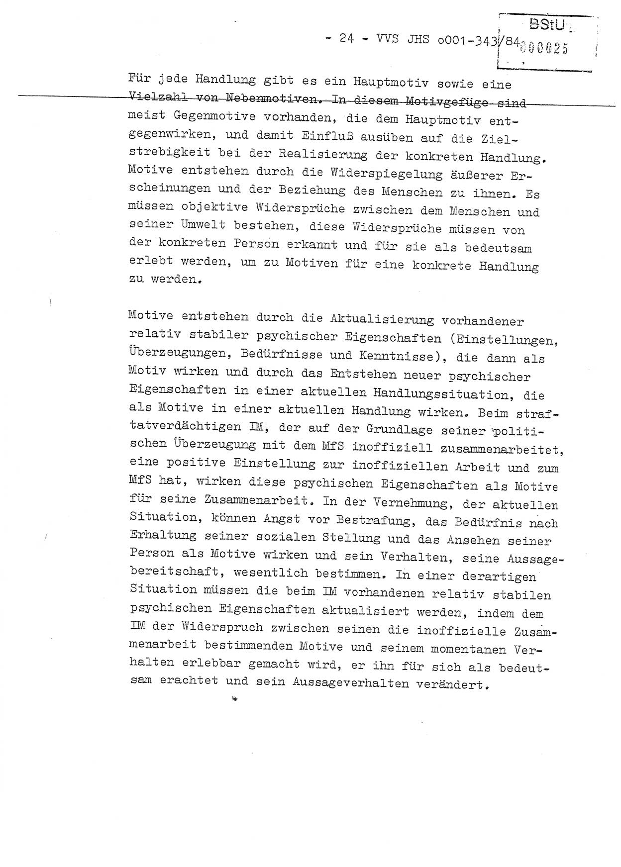 Diplomarbeit, Oberleutnant Bernd Michael (HA Ⅸ/5), Oberleutnant Peter Felber (HA IX/5), Ministerium für Staatssicherheit (MfS) [Deutsche Demokratische Republik (DDR)], Juristische Hochschule (JHS), Vertrauliche Verschlußsache (VVS) o001-343/84, Potsdam 1985, Seite 24 (Dipl.-Arb. MfS DDR JHS VVS o001-343/84 1985, S. 24)