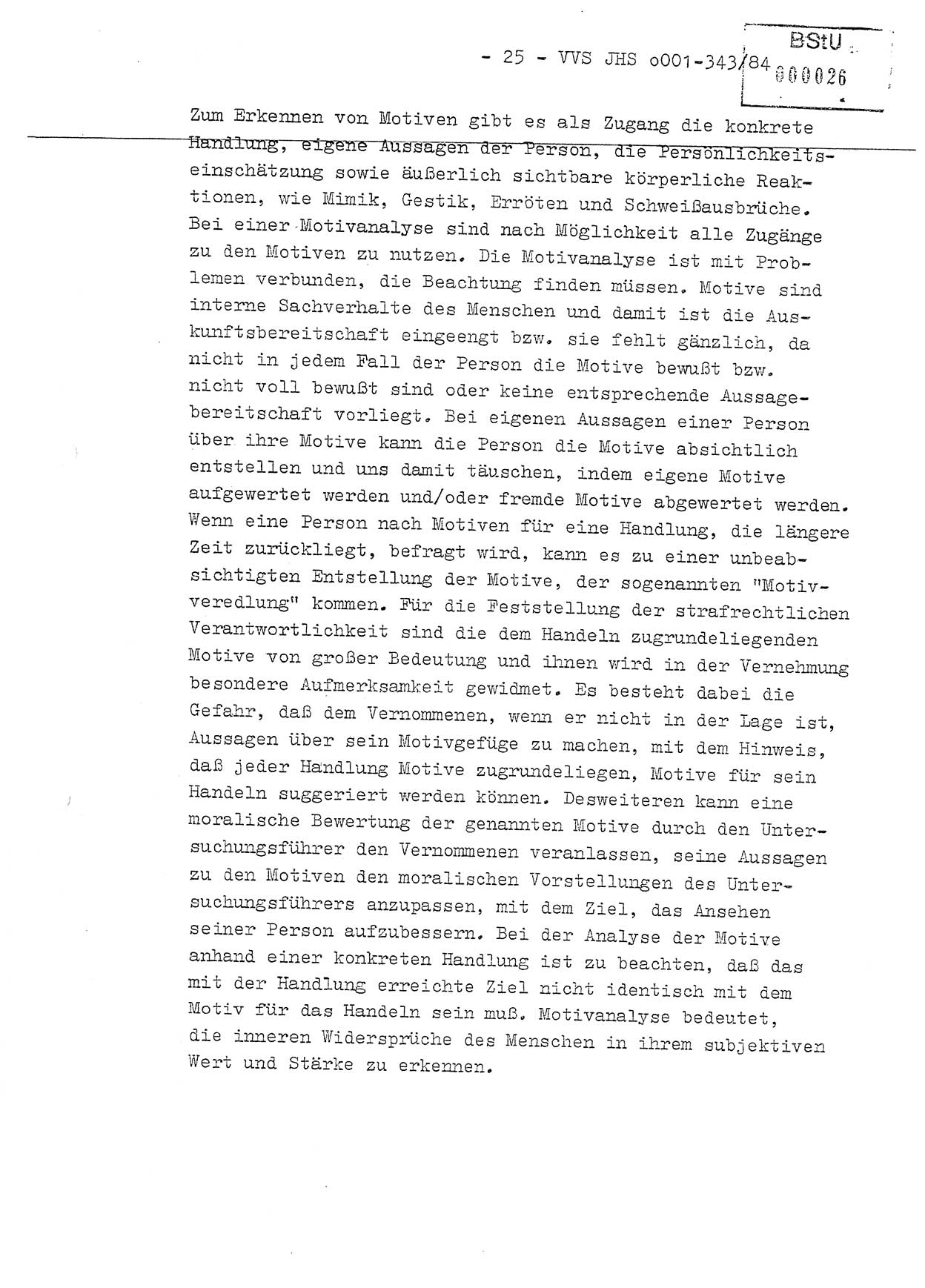 Diplomarbeit, Oberleutnant Bernd Michael (HA Ⅸ/5), Oberleutnant Peter Felber (HA IX/5), Ministerium für Staatssicherheit (MfS) [Deutsche Demokratische Republik (DDR)], Juristische Hochschule (JHS), Vertrauliche Verschlußsache (VVS) o001-343/84, Potsdam 1985, Seite 25 (Dipl.-Arb. MfS DDR JHS VVS o001-343/84 1985, S. 25)