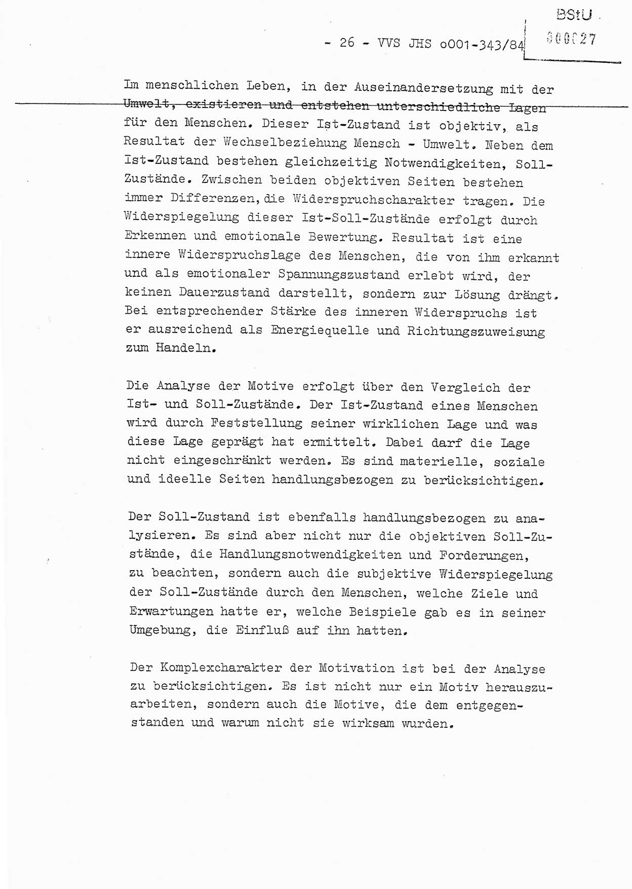 Diplomarbeit, Oberleutnant Bernd Michael (HA Ⅸ/5), Oberleutnant Peter Felber (HA IX/5), Ministerium für Staatssicherheit (MfS) [Deutsche Demokratische Republik (DDR)], Juristische Hochschule (JHS), Vertrauliche Verschlußsache (VVS) o001-343/84, Potsdam 1985, Seite 26 (Dipl.-Arb. MfS DDR JHS VVS o001-343/84 1985, S. 26)
