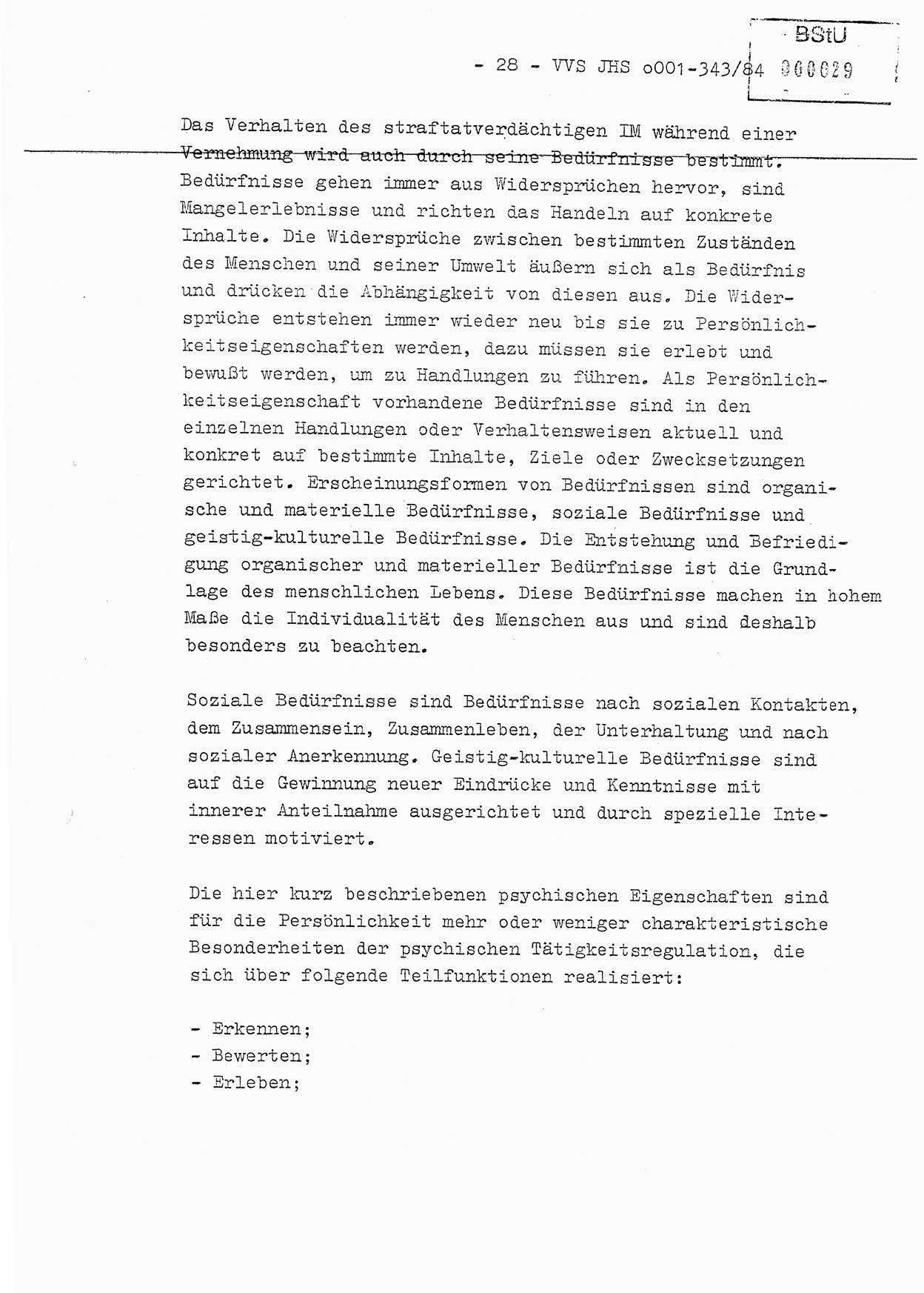 Diplomarbeit, Oberleutnant Bernd Michael (HA Ⅸ/5), Oberleutnant Peter Felber (HA IX/5), Ministerium für Staatssicherheit (MfS) [Deutsche Demokratische Republik (DDR)], Juristische Hochschule (JHS), Vertrauliche Verschlußsache (VVS) o001-343/84, Potsdam 1985, Seite 28 (Dipl.-Arb. MfS DDR JHS VVS o001-343/84 1985, S. 28)