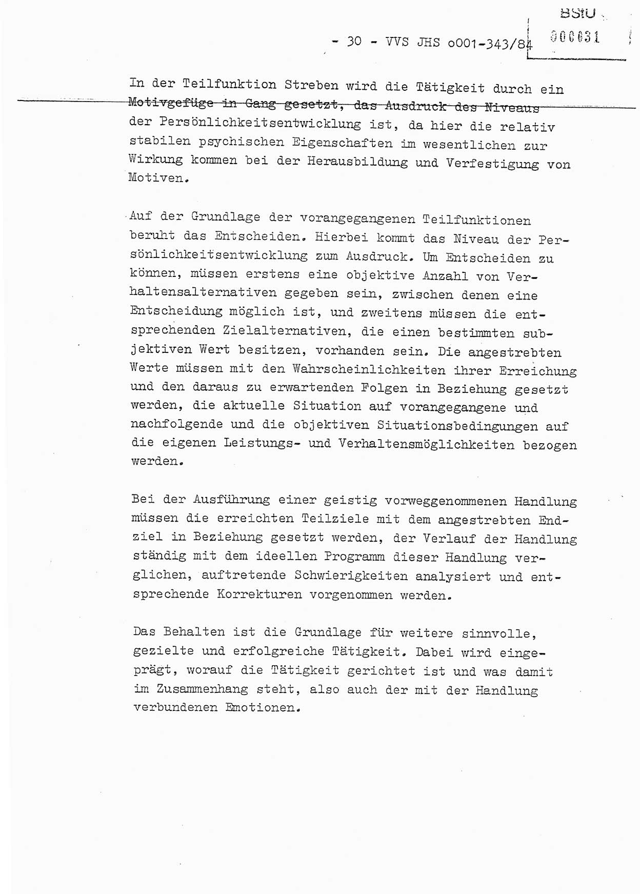 Diplomarbeit, Oberleutnant Bernd Michael (HA Ⅸ/5), Oberleutnant Peter Felber (HA IX/5), Ministerium für Staatssicherheit (MfS) [Deutsche Demokratische Republik (DDR)], Juristische Hochschule (JHS), Vertrauliche Verschlußsache (VVS) o001-343/84, Potsdam 1985, Seite 30 (Dipl.-Arb. MfS DDR JHS VVS o001-343/84 1985, S. 30)