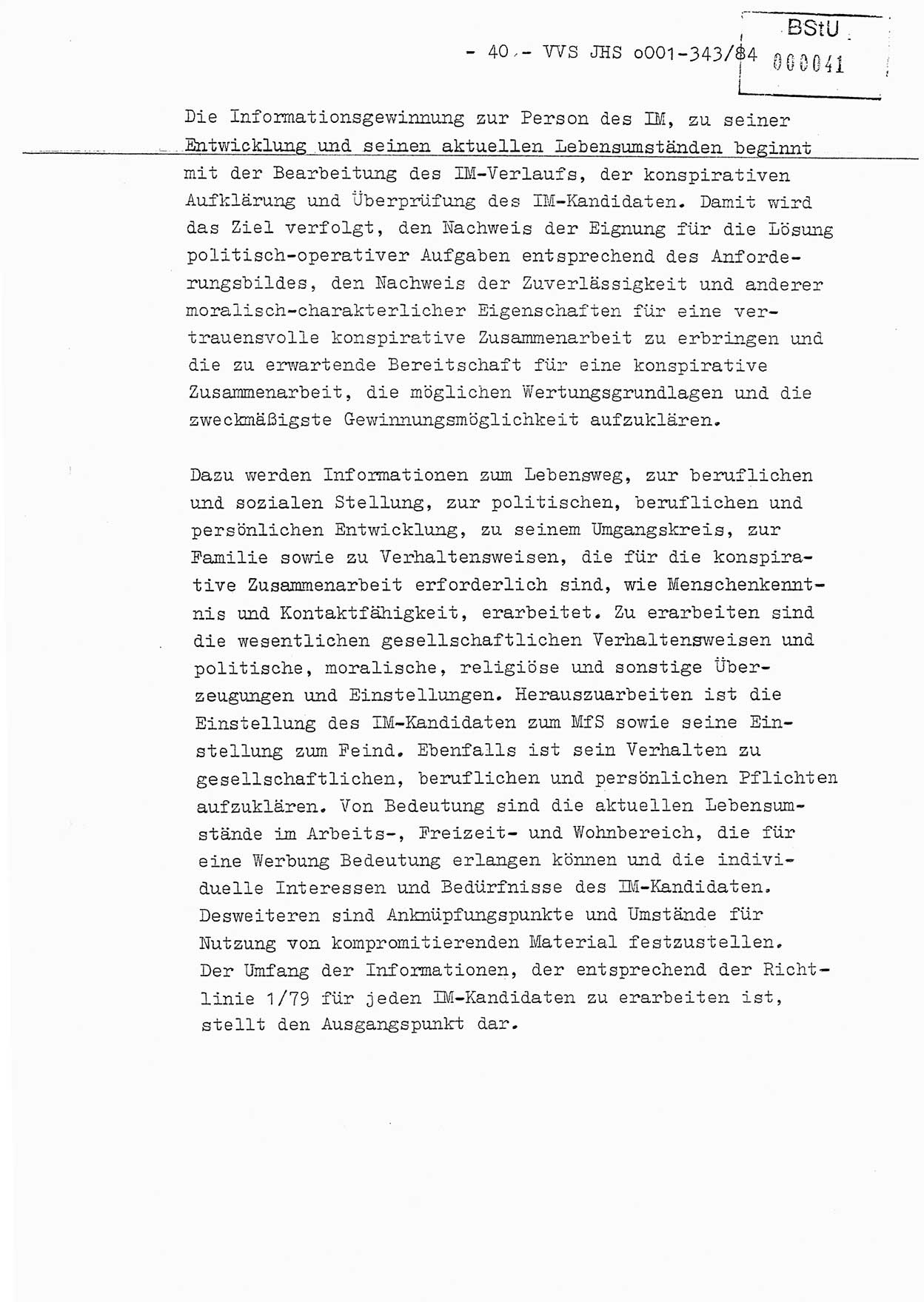 Diplomarbeit, Oberleutnant Bernd Michael (HA Ⅸ/5), Oberleutnant Peter Felber (HA IX/5), Ministerium für Staatssicherheit (MfS) [Deutsche Demokratische Republik (DDR)], Juristische Hochschule (JHS), Vertrauliche Verschlußsache (VVS) o001-343/84, Potsdam 1985, Seite 40 (Dipl.-Arb. MfS DDR JHS VVS o001-343/84 1985, S. 40)