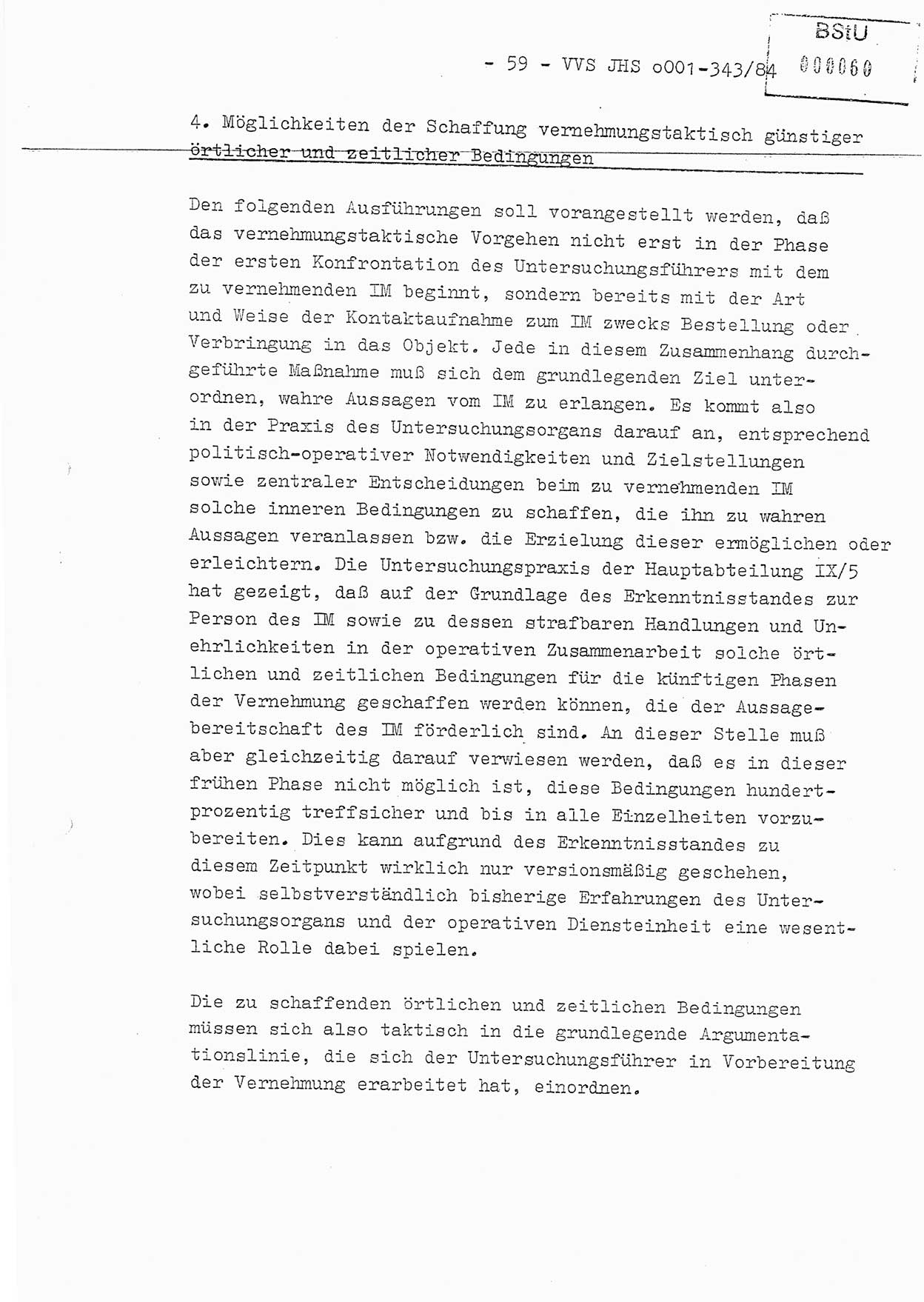 Diplomarbeit, Oberleutnant Bernd Michael (HA Ⅸ/5), Oberleutnant Peter Felber (HA IX/5), Ministerium für Staatssicherheit (MfS) [Deutsche Demokratische Republik (DDR)], Juristische Hochschule (JHS), Vertrauliche Verschlußsache (VVS) o001-343/84, Potsdam 1985, Seite 59 (Dipl.-Arb. MfS DDR JHS VVS o001-343/84 1985, S. 59)