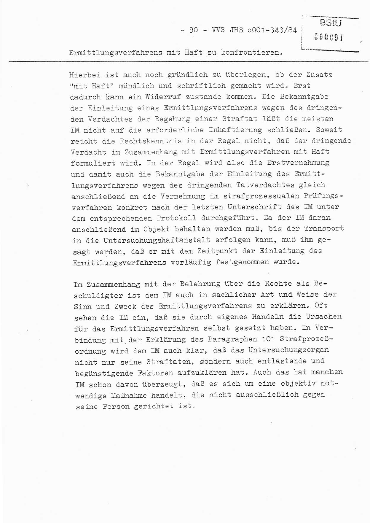 Diplomarbeit, Oberleutnant Bernd Michael (HA Ⅸ/5), Oberleutnant Peter Felber (HA IX/5), Ministerium für Staatssicherheit (MfS) [Deutsche Demokratische Republik (DDR)], Juristische Hochschule (JHS), Vertrauliche Verschlußsache (VVS) o001-343/84, Potsdam 1985, Seite 90 (Dipl.-Arb. MfS DDR JHS VVS o001-343/84 1985, S. 90)