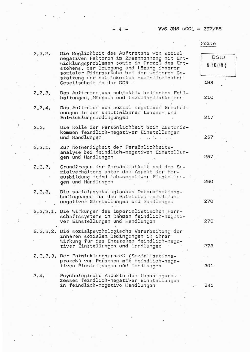 Dissertation Oberstleutnant Peter Jakulski (JHS), Oberstleutnat Christian Rudolph (HA Ⅸ), Major Horst Böttger (ZMD), Major Wolfgang Grüneberg (JHS), Major Albert Meutsch (JHS), Ministerium für Staatssicherheit (MfS) [Deutsche Demokratische Republik (DDR)], Juristische Hochschule (JHS), Vertrauliche Verschlußsache (VVS) o001-237/85, Potsdam 1985, Seite 4 (Diss. MfS DDR JHS VVS o001-237/85 1985, S. 4)
