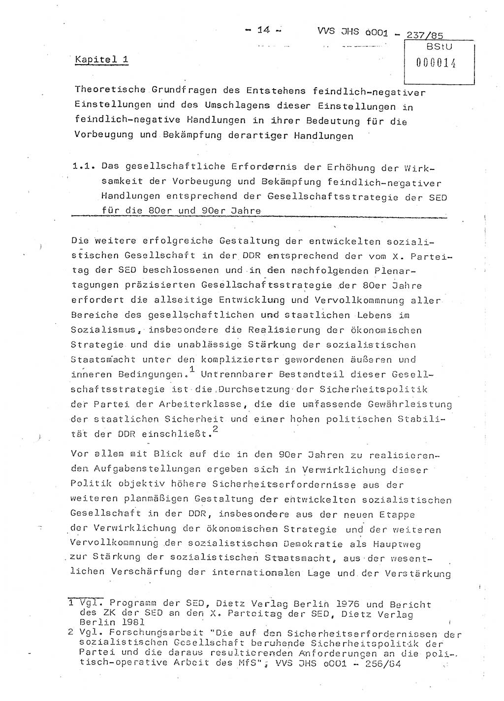Dissertation Oberstleutnant Peter Jakulski (JHS), Oberstleutnat Christian Rudolph (HA Ⅸ), Major Horst Böttger (ZMD), Major Wolfgang Grüneberg (JHS), Major Albert Meutsch (JHS), Ministerium für Staatssicherheit (MfS) [Deutsche Demokratische Republik (DDR)], Juristische Hochschule (JHS), Vertrauliche Verschlußsache (VVS) o001-237/85, Potsdam 1985, Seite 14 (Diss. MfS DDR JHS VVS o001-237/85 1985, S. 14)